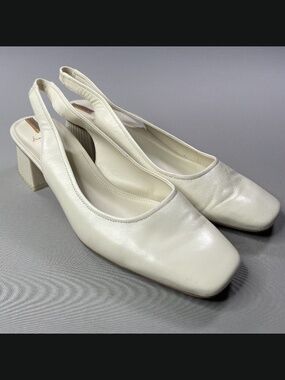 Sam Edelman Cream Slingback Block Heel Pumps